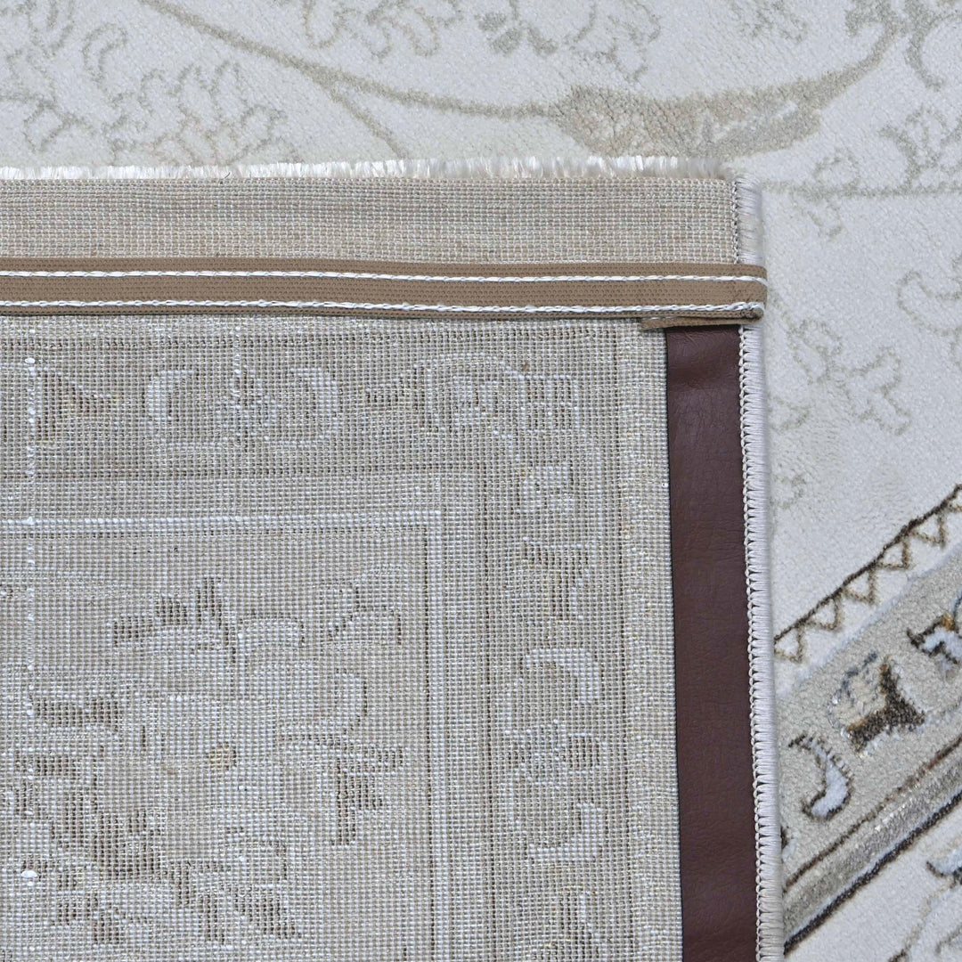 Bright White Floral Turkish Rug 7x10 ft