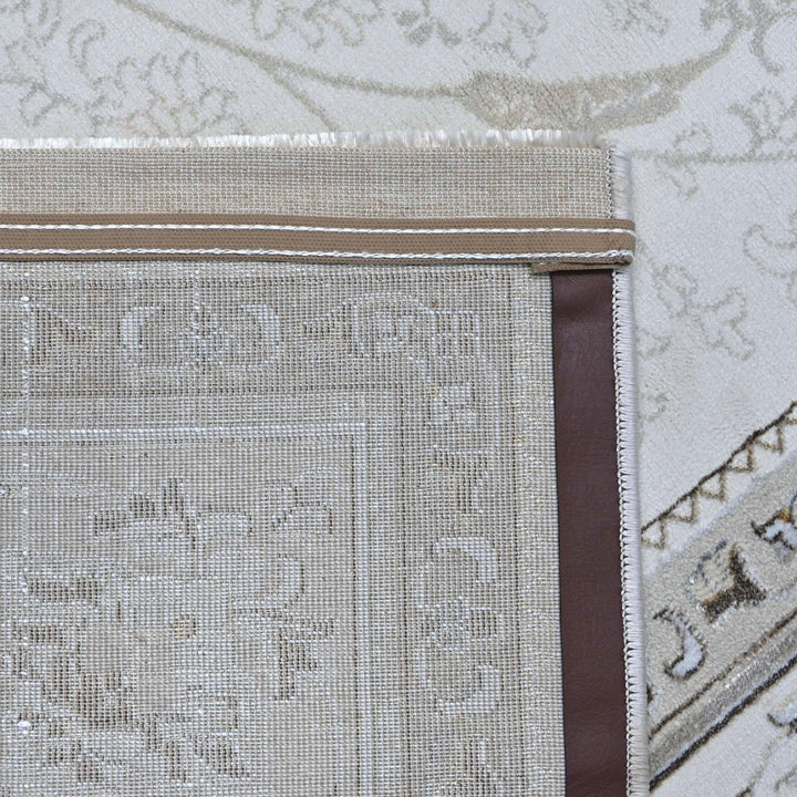 Bright White Floral Turkish Rug 7x10 ft