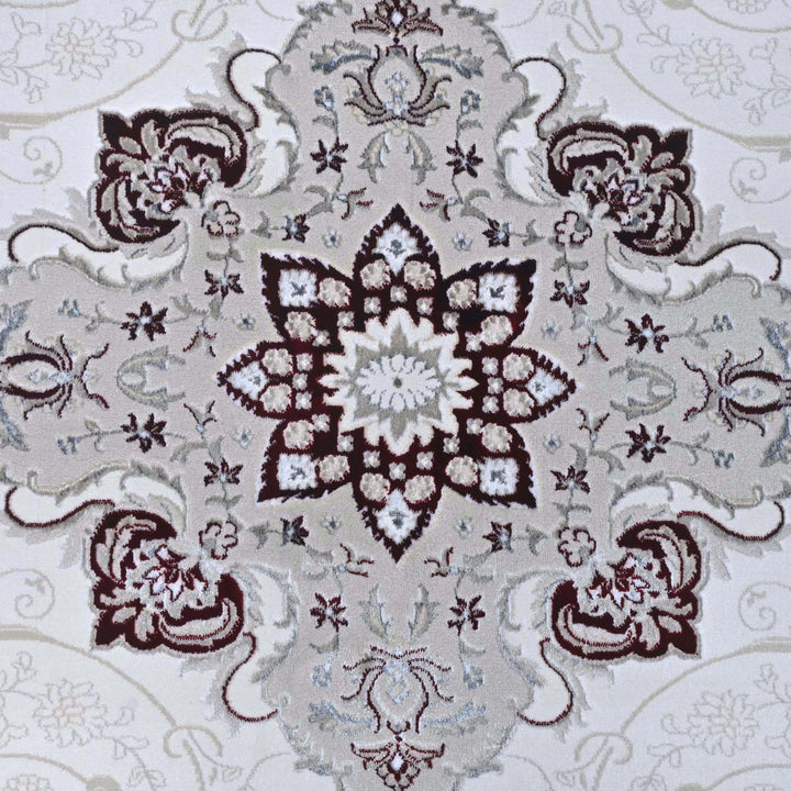 Warm Ivory & Cream Turkish Rug 7x10 ft