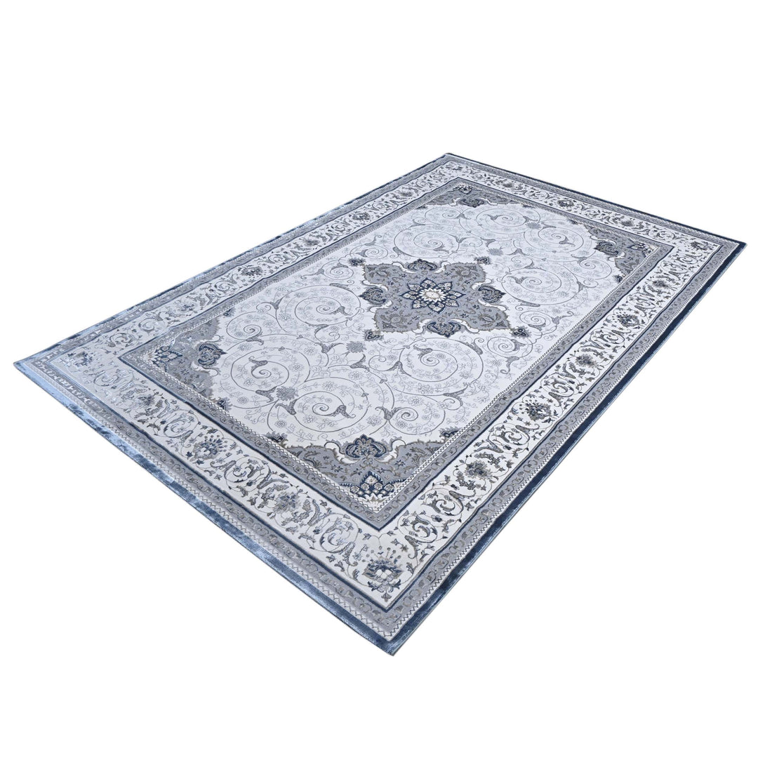 Slate Grey Floral Turkish Rug 7x10 ft