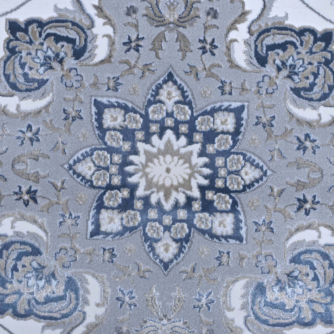 Slate Grey Floral Turkish Rug 7x10 ft
