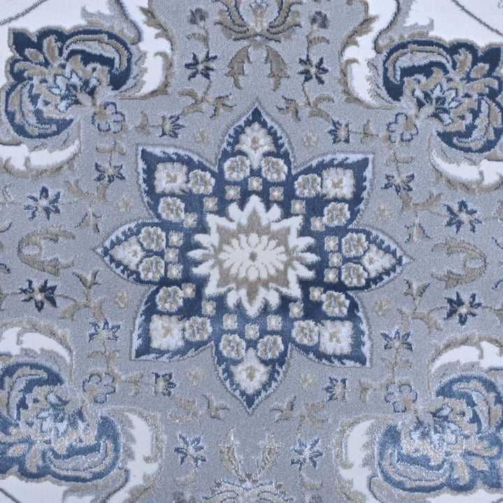 Slate Grey Floral Turkish Rug 7x10 ft