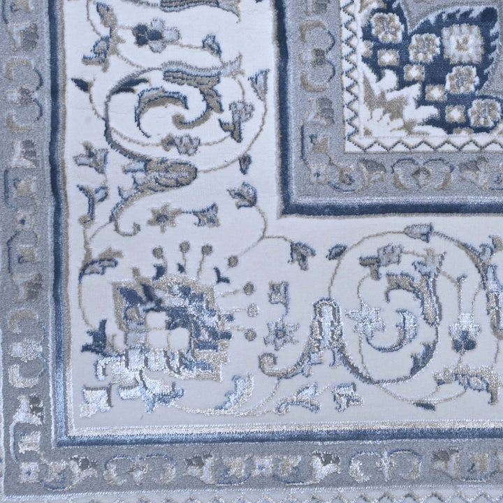 Slate Grey Floral Turkish Rug 7x10 ft