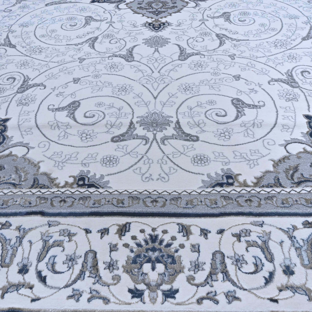 Slate Grey Floral Turkish Rug 7x10 ft