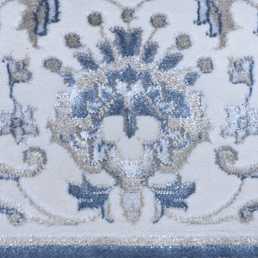 Slate Grey Floral Turkish Rug 7x10 ft