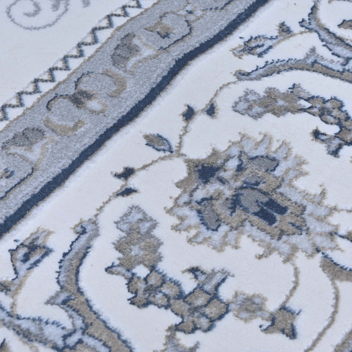 Slate Grey Floral Turkish Rug 7x10 ft