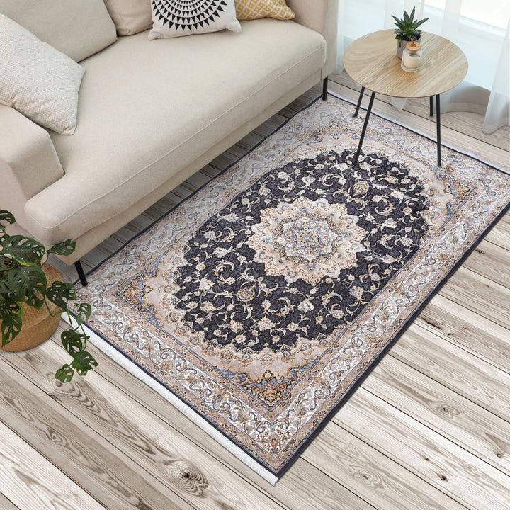 Charcoal Grey Persian Khas Rug  5X8 ft