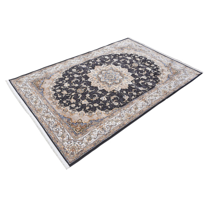 Charcoal Grey Persian Khas Rug  5X8 ft