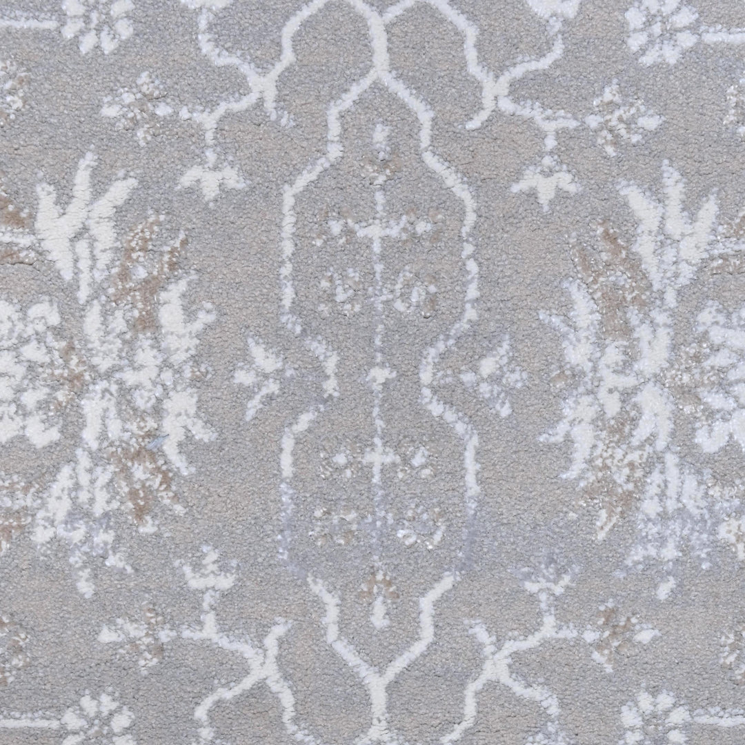 Grey Floral Turkish Rug 5X8 ft