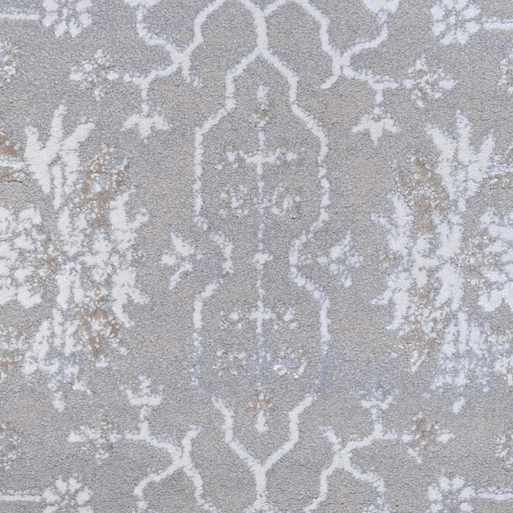 Grey Floral Turkish Rug 5X8 ft