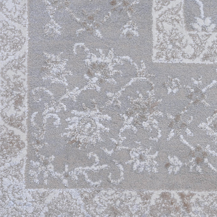 Grey Floral Turkish Rug 5X8 ft