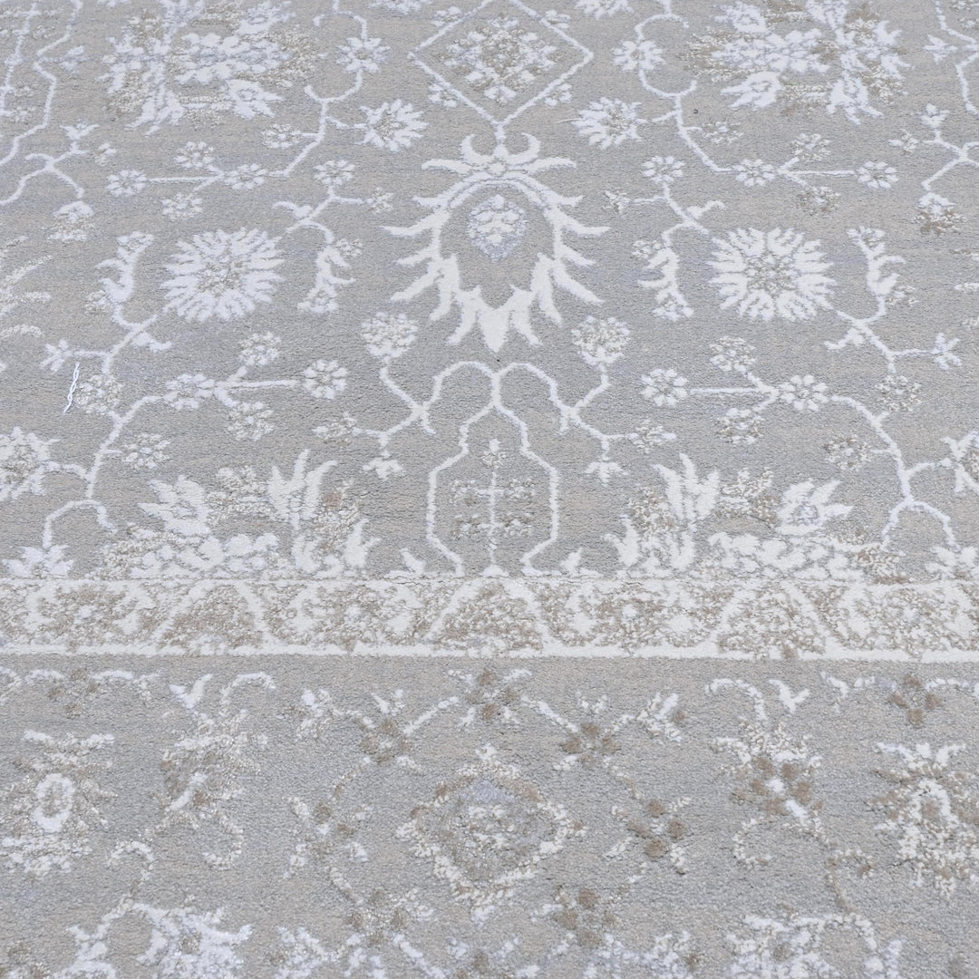 Grey Floral Turkish Rug 5X8 ft