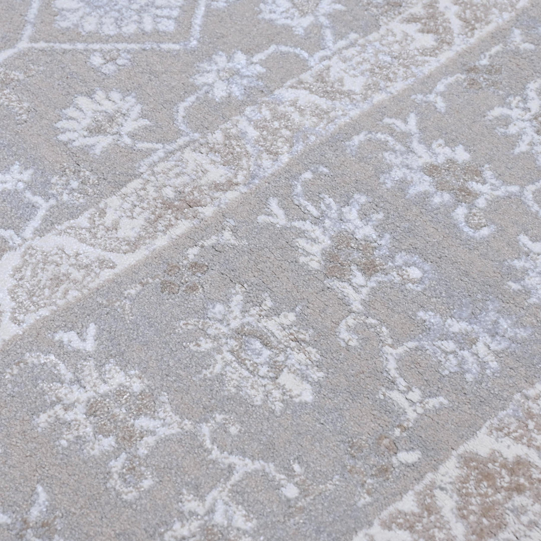 Grey Floral Turkish Rug 5X8 ft