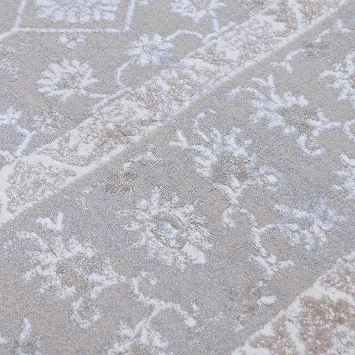 Grey Floral Turkish Rug 5X8 ft