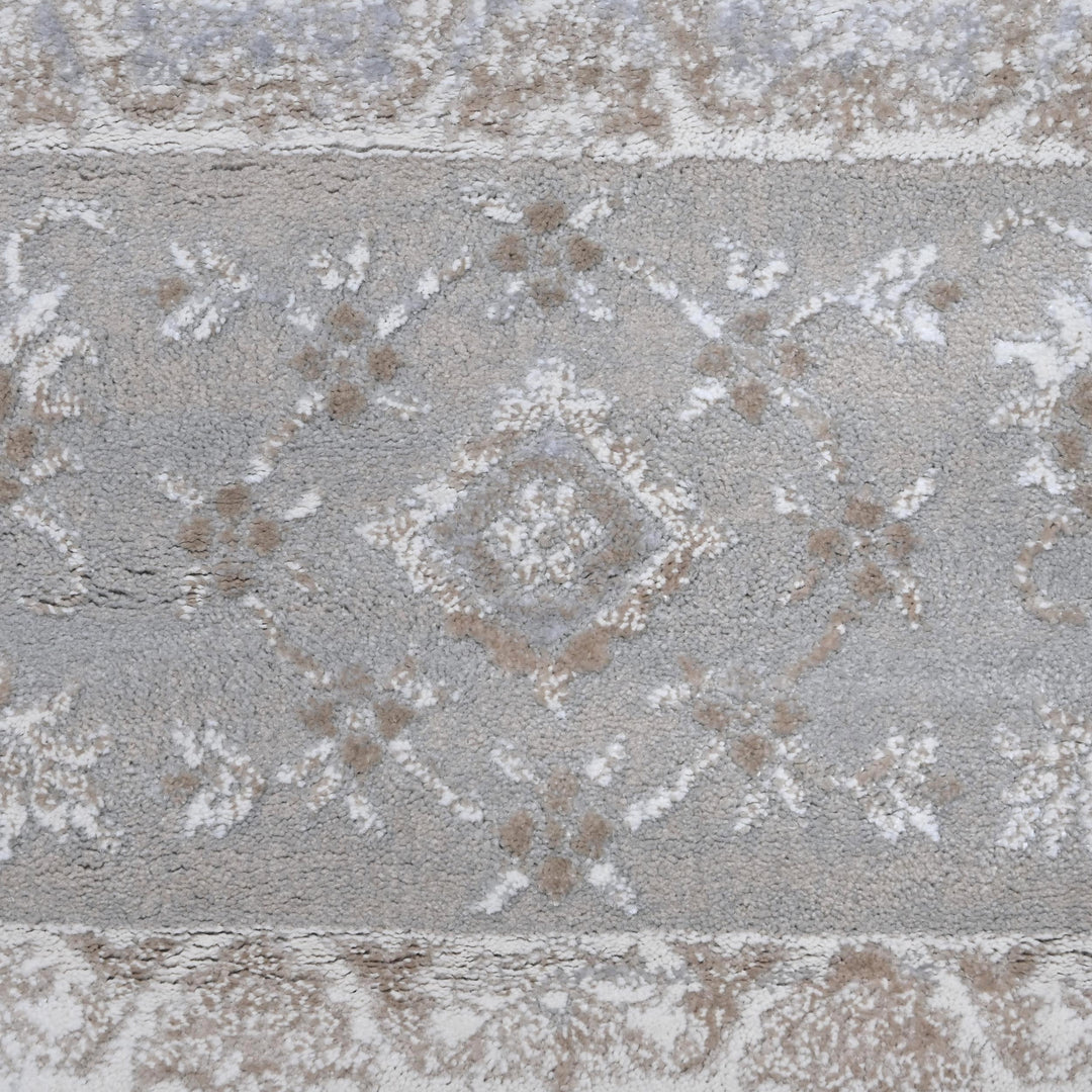 Grey Floral Turkish Rug 5X8 ft