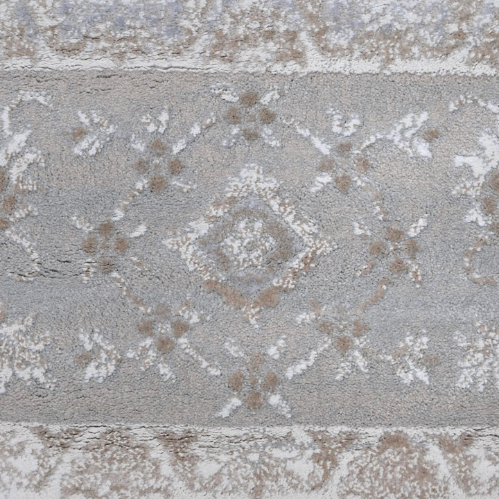 Grey Floral Turkish Rug 5X8 ft