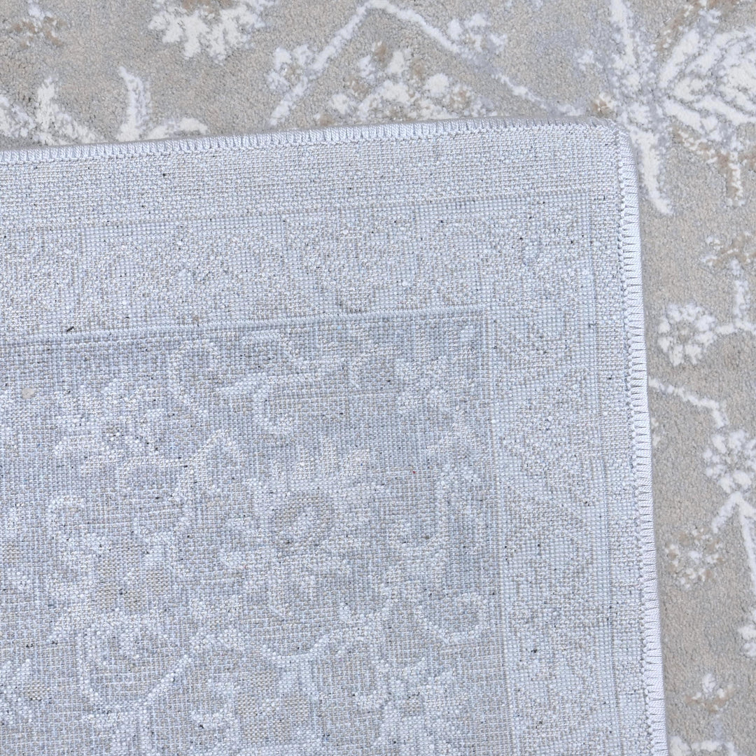 Grey Floral Turkish Rug 5X8 ft