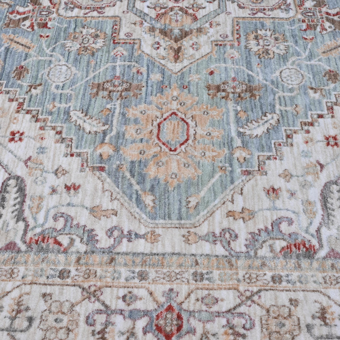 Blue Grey Turkish Rug 5X8 ft