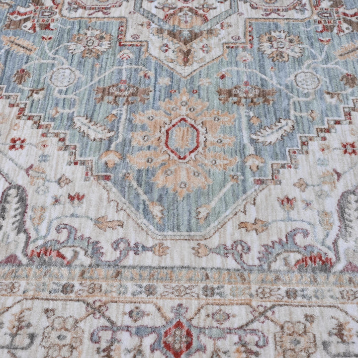 Blue Grey Turkish Rug 5X8 ft