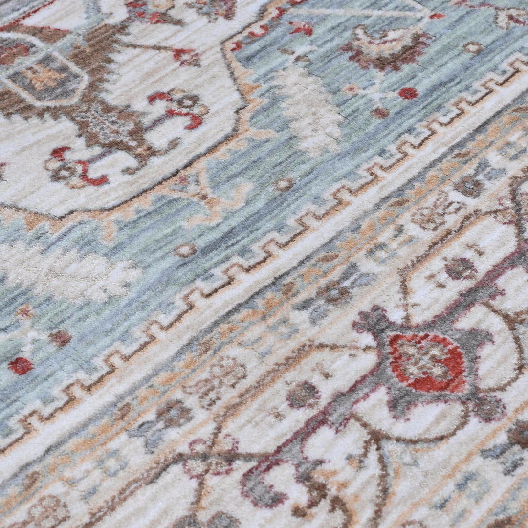 Blue Grey Turkish Rug 5X8 ft