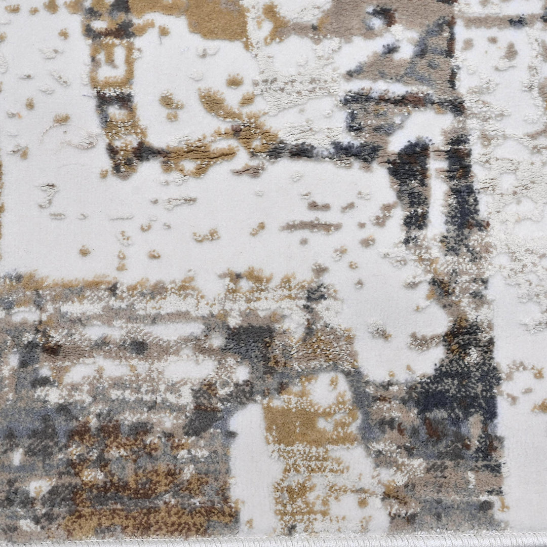 Beige Grey Abstract Turkish Rug 5X8 ft