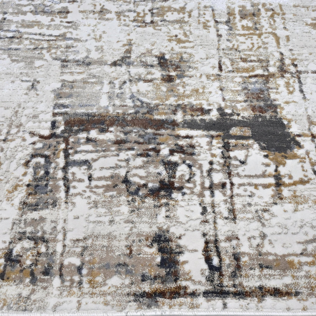 Beige Grey Abstract Turkish Rug 5X8 ft