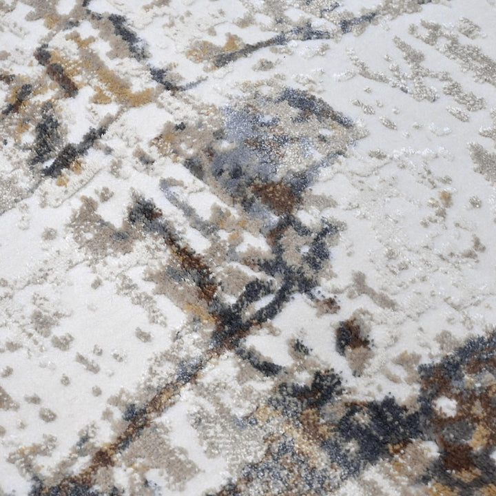 Beige Grey Abstract Turkish Rug 5X8 ft