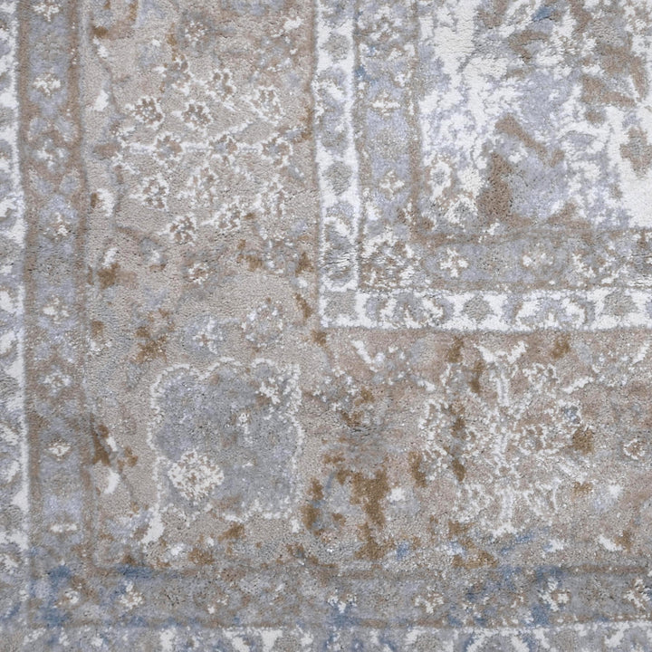 Grey Beige Floral Turkish Rug 5X8 ft