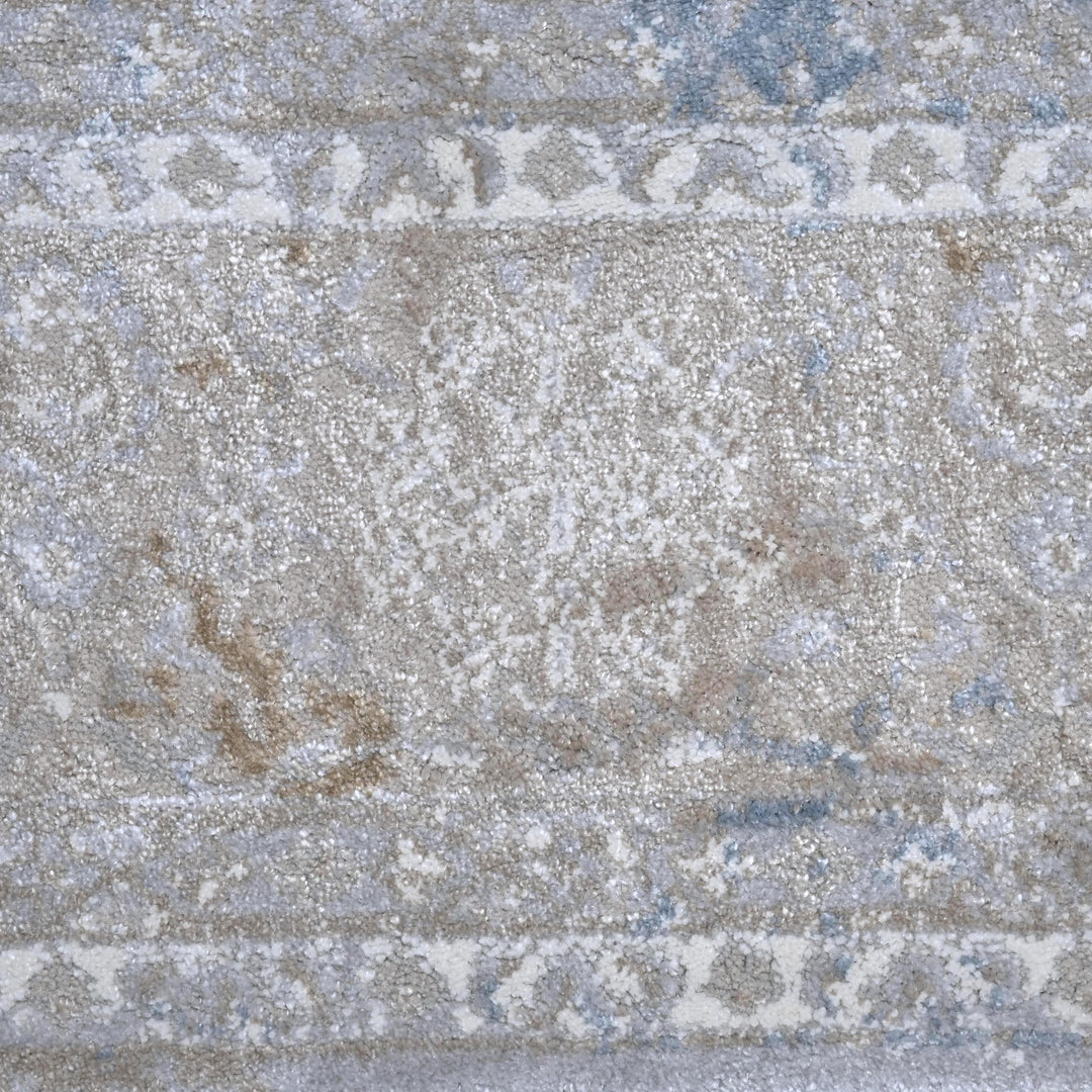 Grey Beige Floral Turkish Rug 5X8 ft