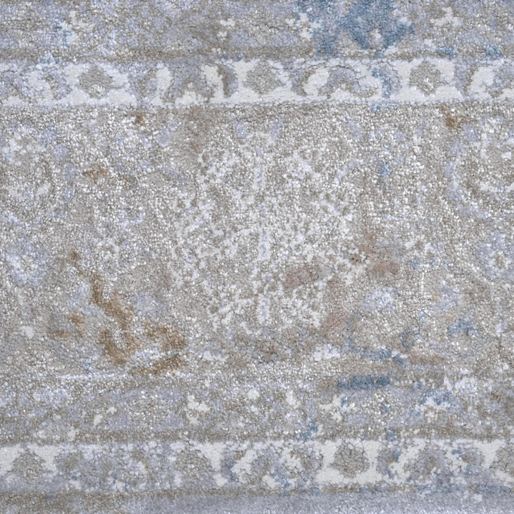 Grey Beige Floral Turkish Rug 5X8 ft