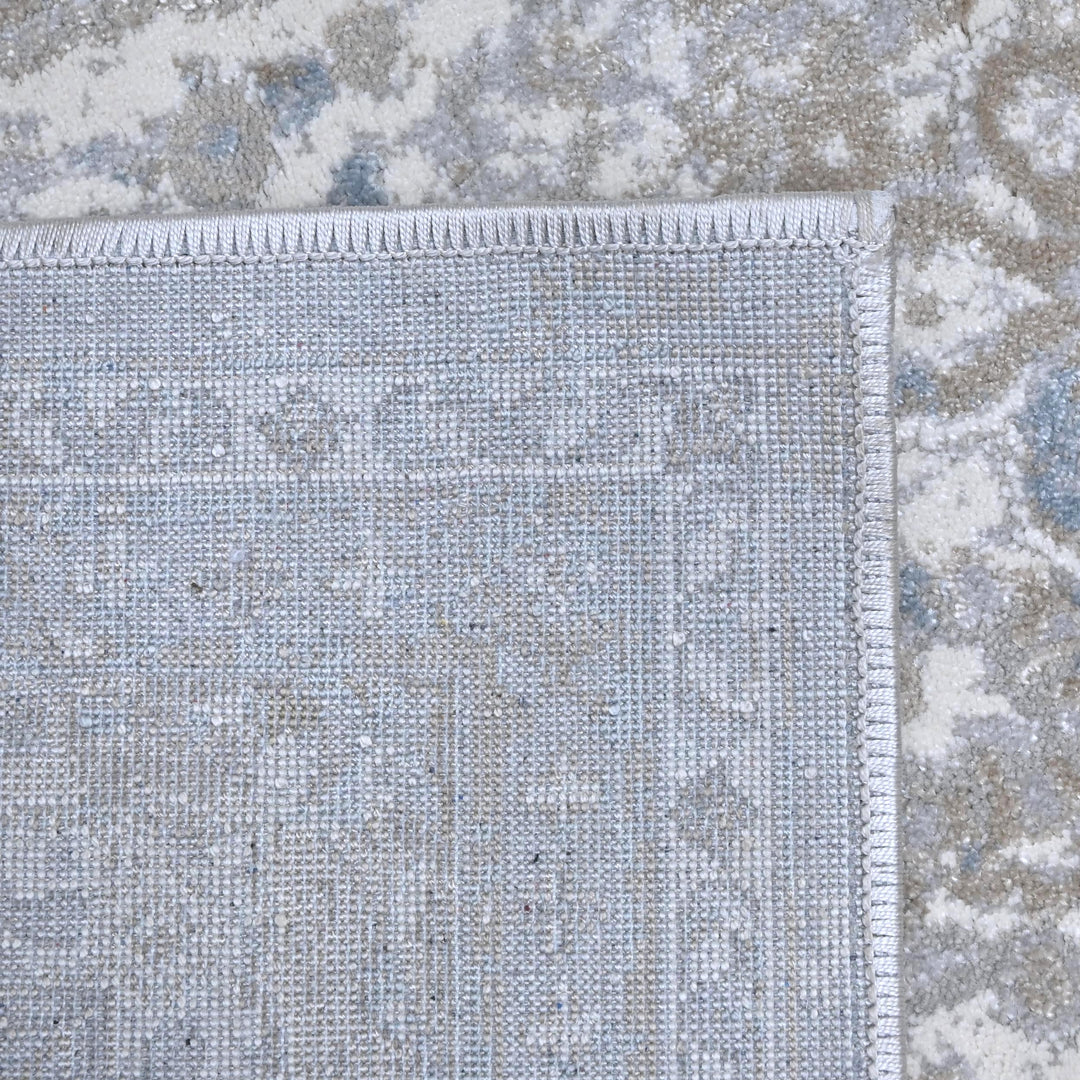 Grey Beige Floral Turkish Rug 5X8 ft