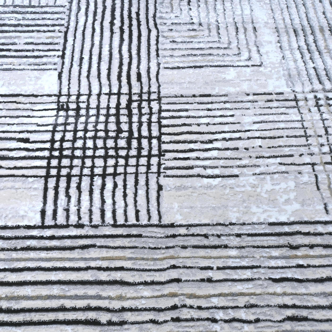 Grey Geometric Turkish Rug 5X8 ft