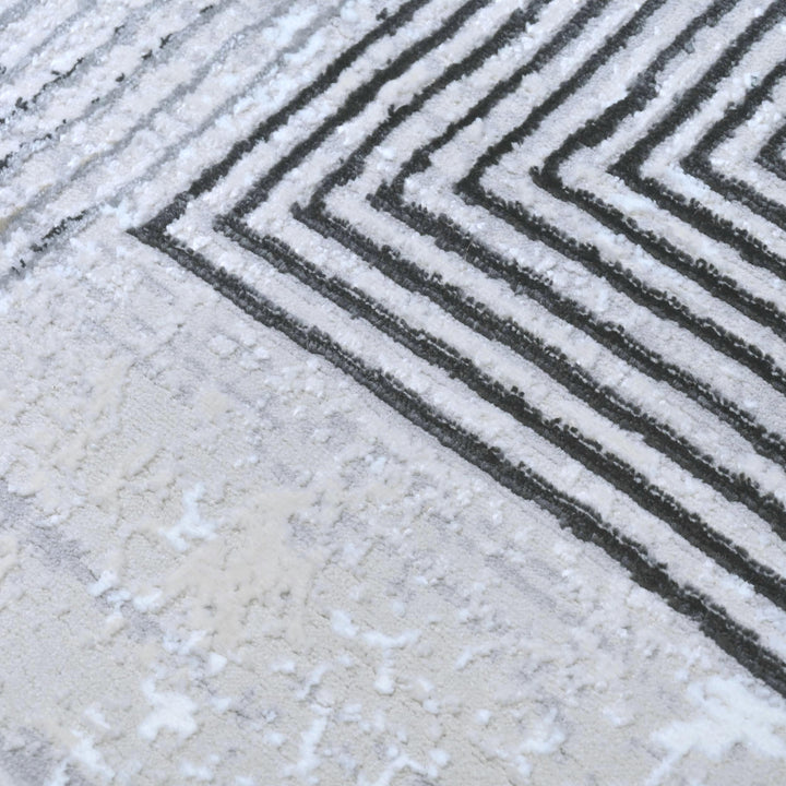 Grey Geometric Turkish Rug 5X8 ft