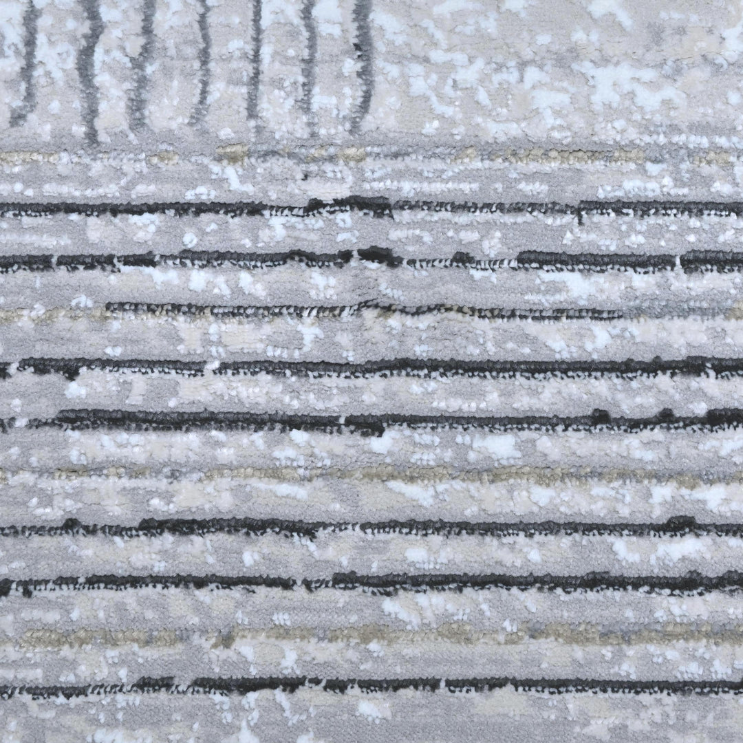 Grey Geometric Turkish Rug 5X8 ft