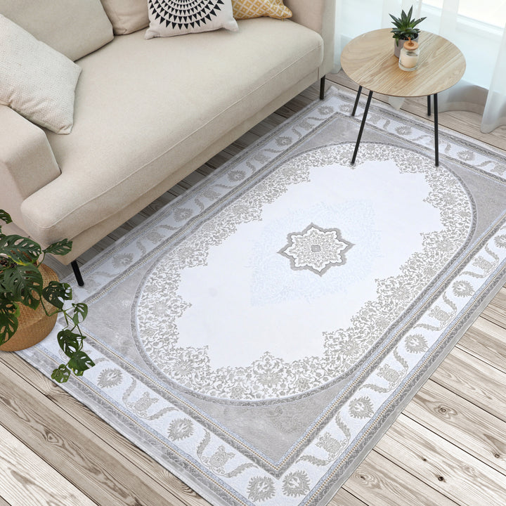 Light Grey Traditional Turkish Rug 7x10 ft