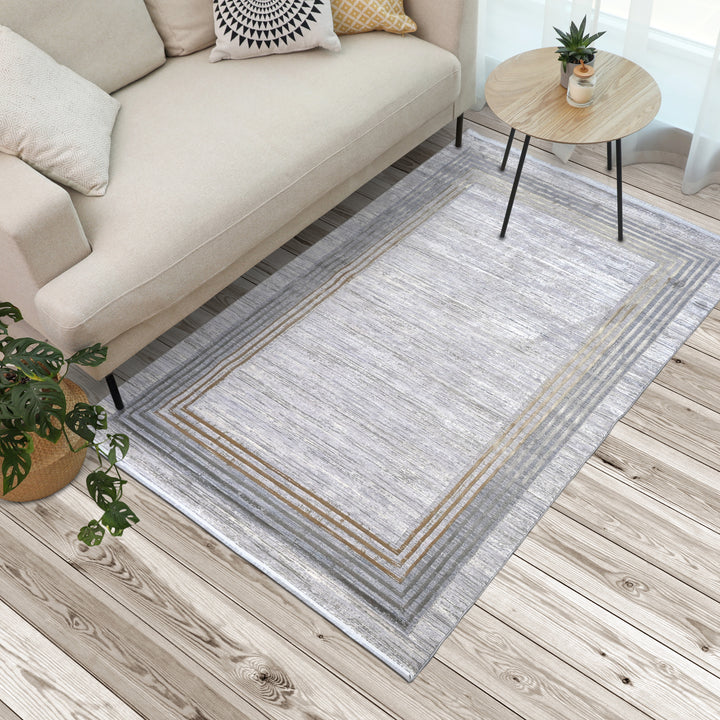 Grey Cream Turkish Rug 5X8 ft