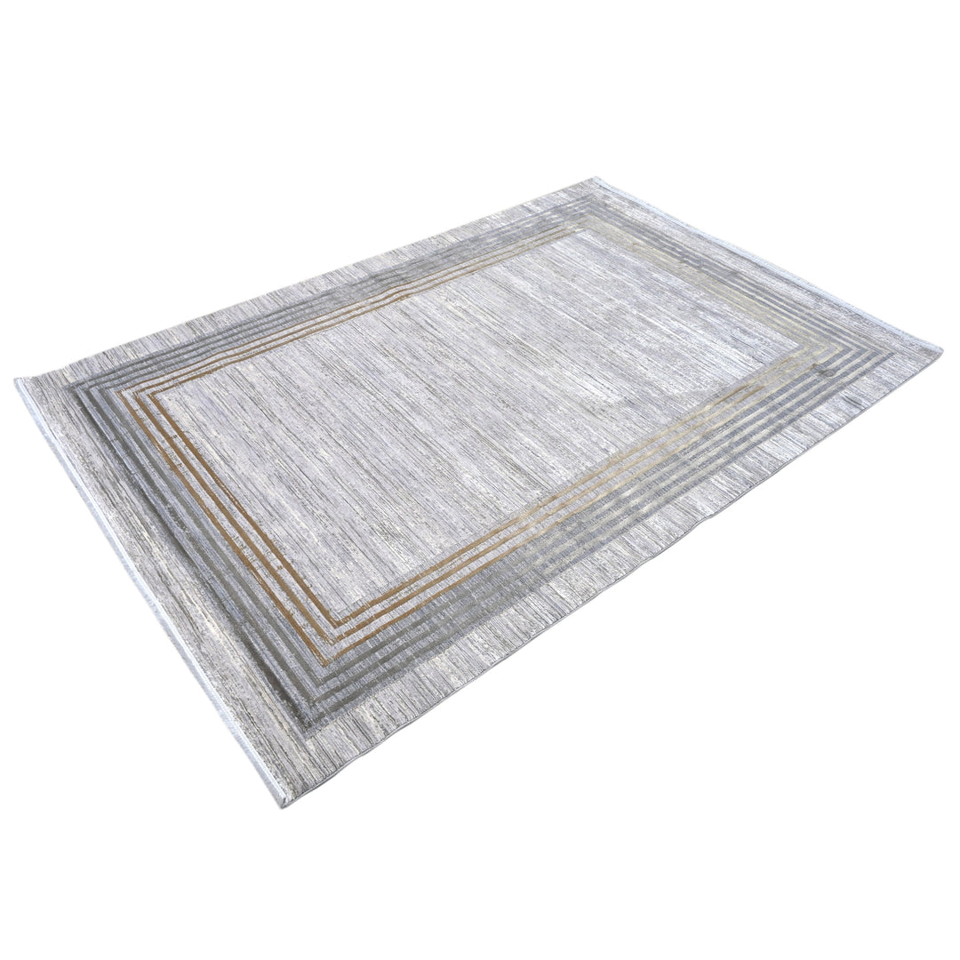 Grey Cream Turkish Rug 5X8 ft