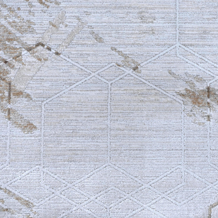 Grey Cream Abstract Turkish Rug 7x10 ft