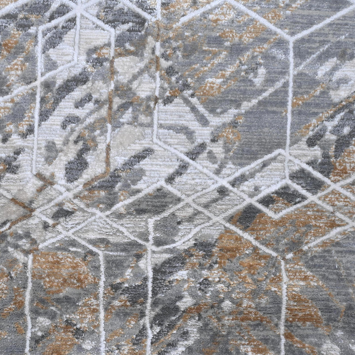 Grey Cream Abstract Turkish Rug 7x10 ft