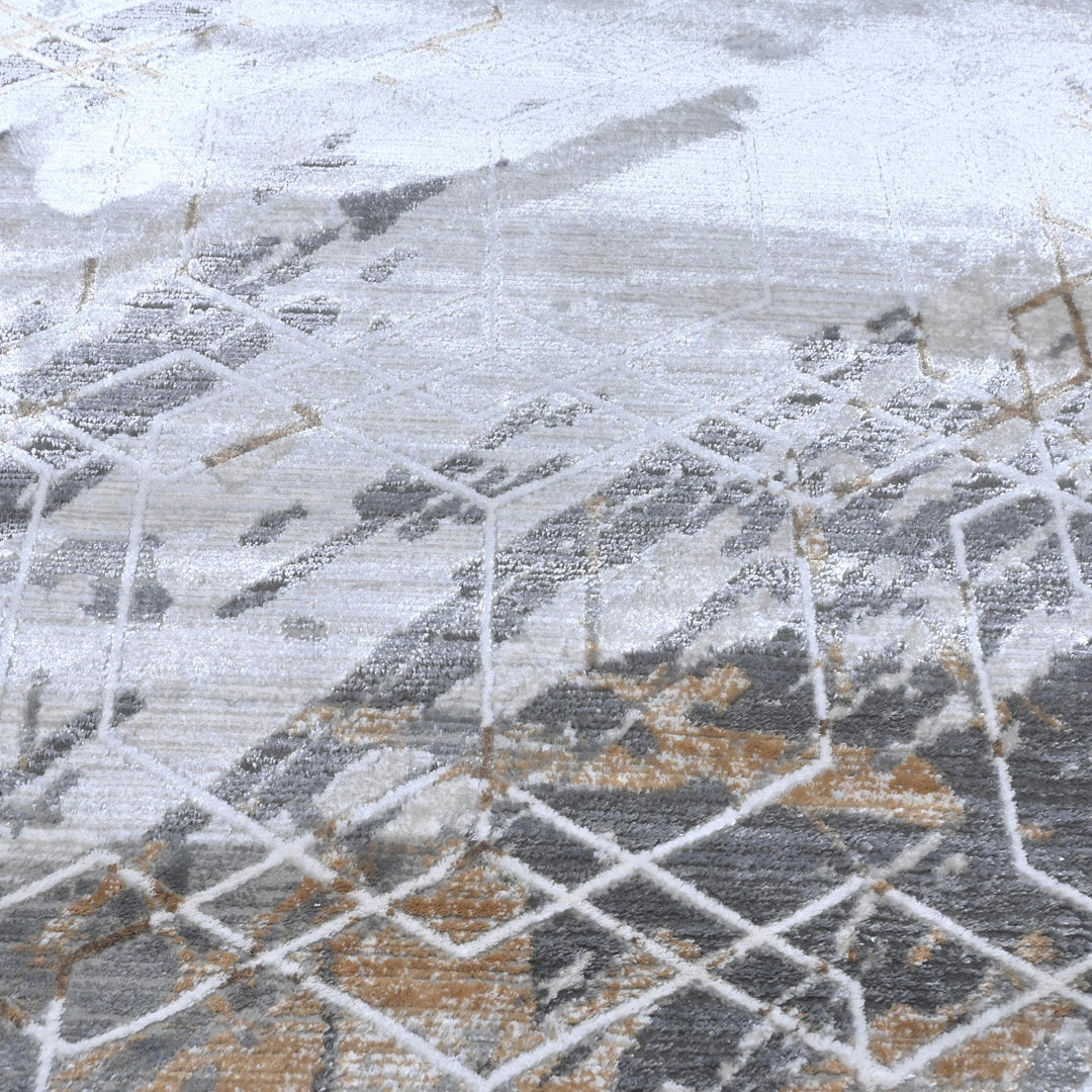 Grey Cream Abstract Turkish Rug 7x10 ft