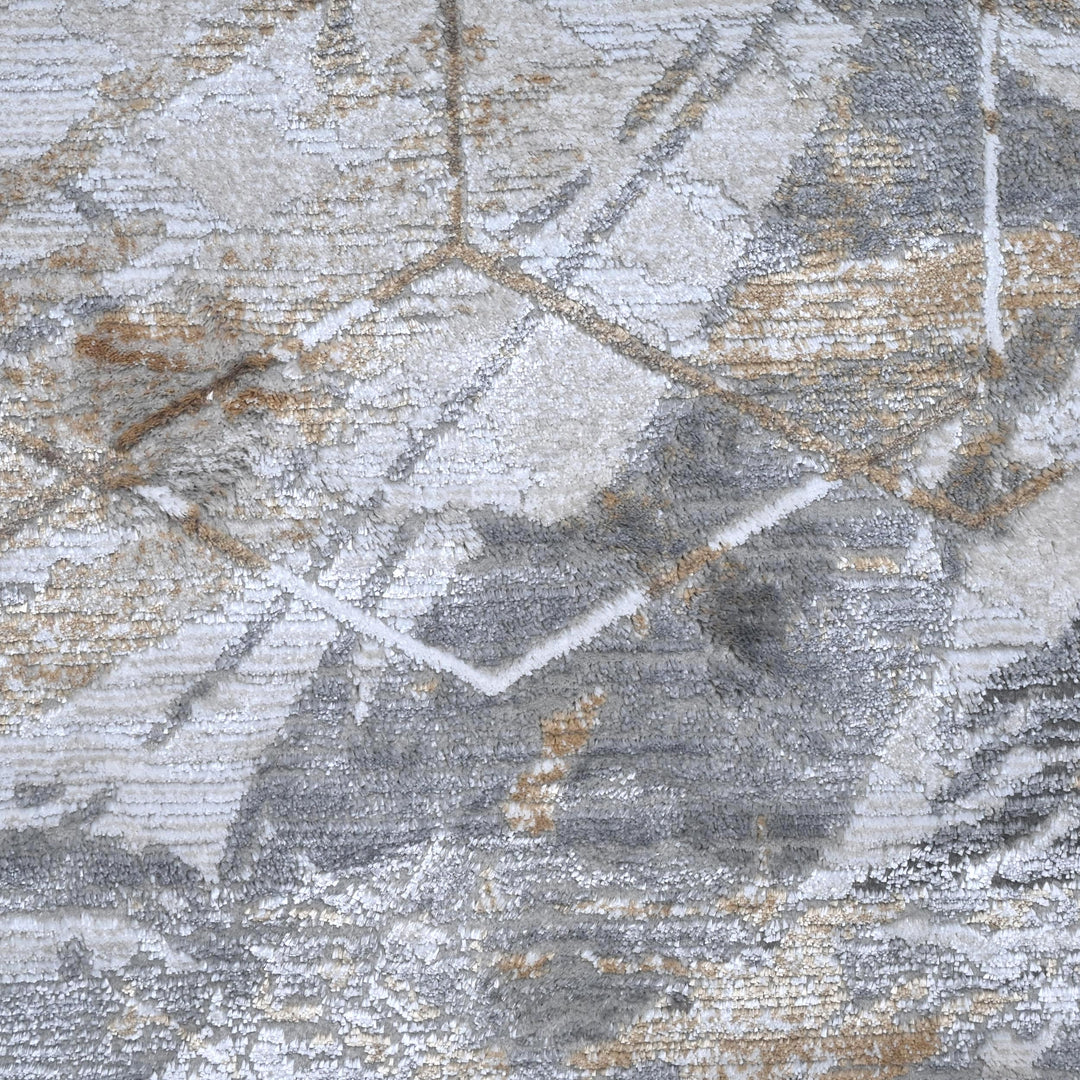 Grey Cream Abstract Turkish Rug 7x10 ft