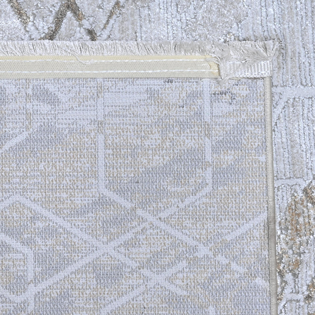 Grey Cream Abstract Turkish Rug 7x10 ft