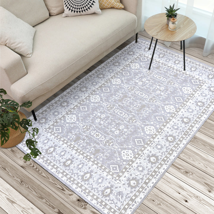 Light Grey Vintage Turkish Rug 7x10 ft