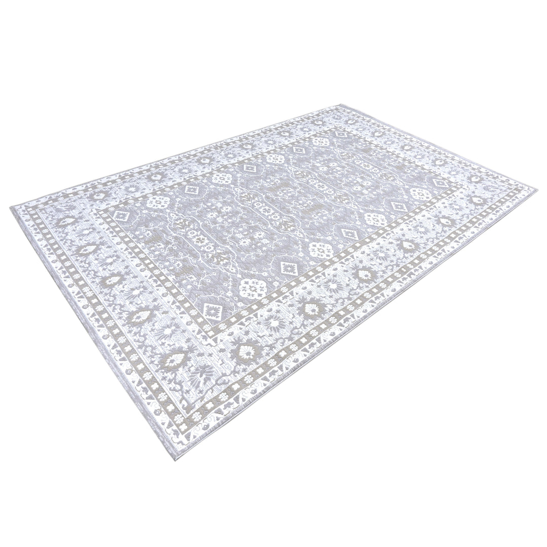 Light Grey Vintage Turkish Rug 7x10 ft