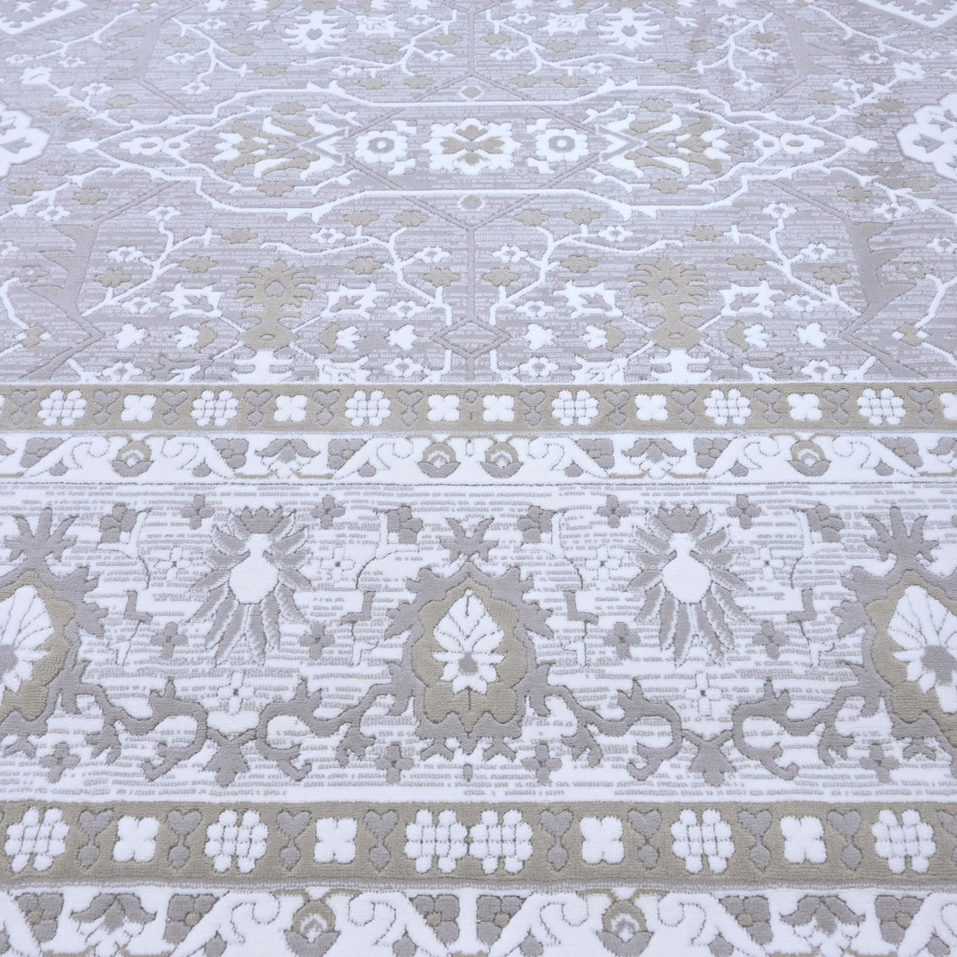 Light Grey Vintage Turkish Rug 7x10 ft