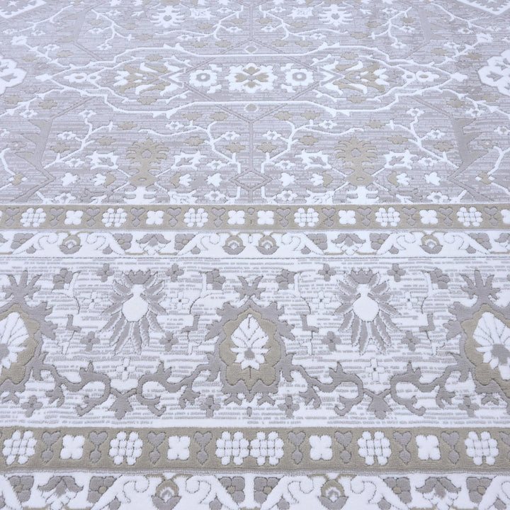 Light Grey Vintage Turkish Rug 7x10 ft