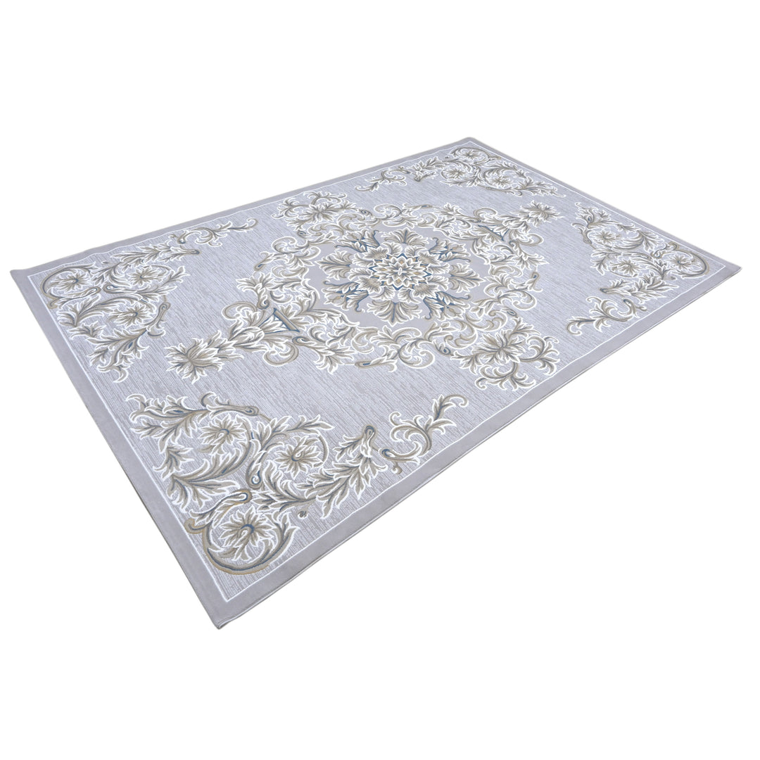 Light Grey Traditional Turkish Rug 7x10 ft