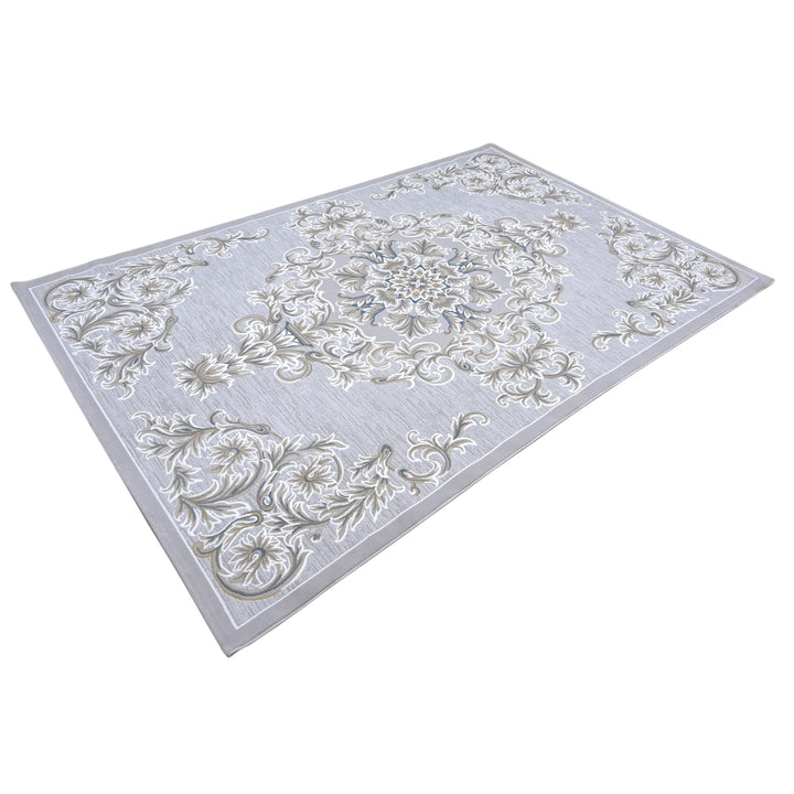 Light Grey Traditional Turkish Rug 7x10 ft