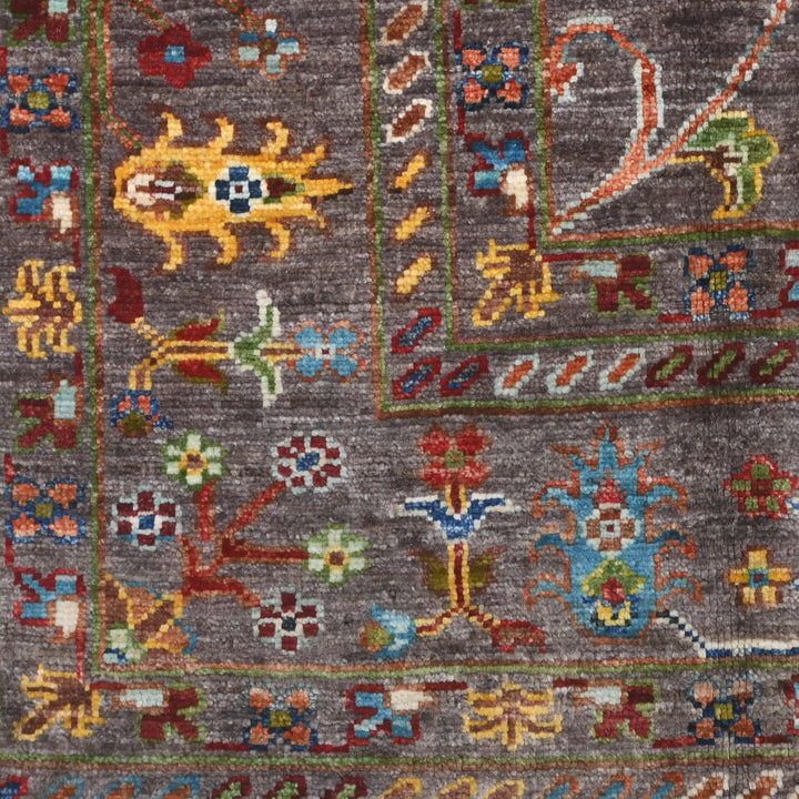 Khurjin Brown Handmade Rug 6.7X5.1 FT