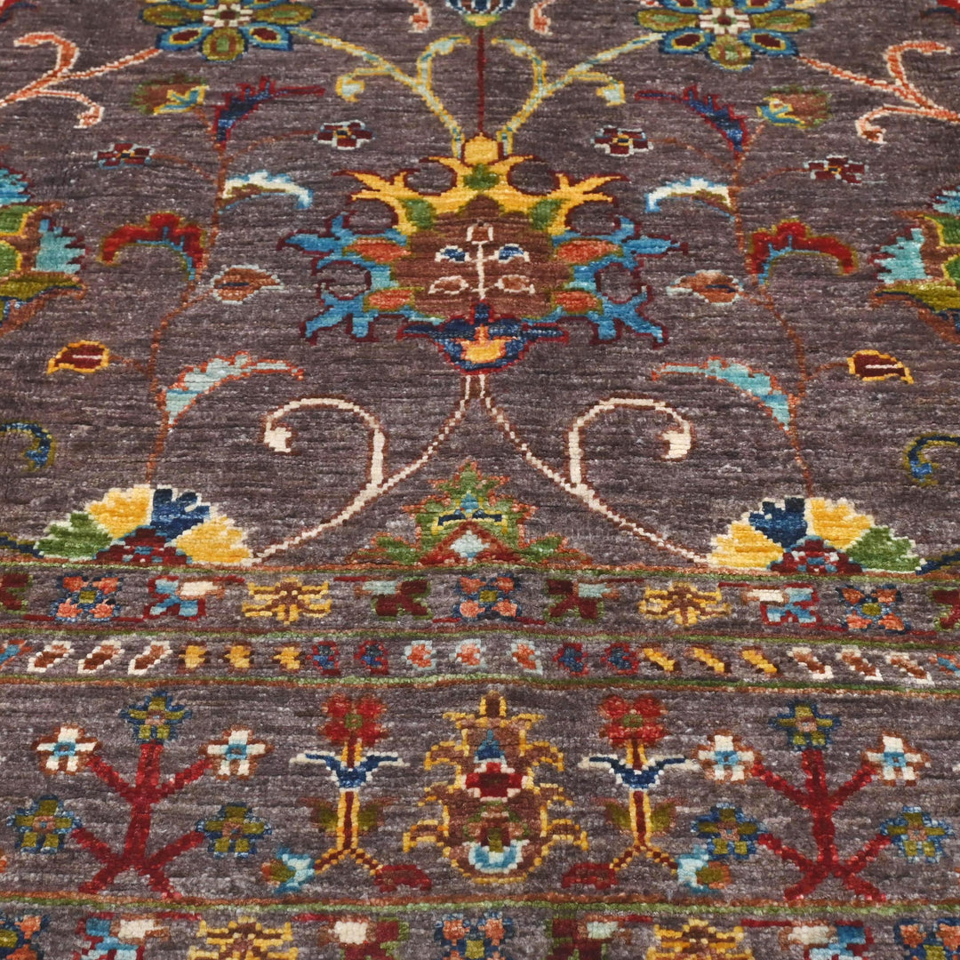 Khurjin Brown Handmade Rug 6.7X5.1 FT